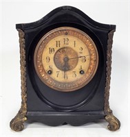 Iron Bracket Clock, French guilt trim, round face,