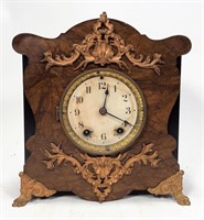 Faux Mantle Clock, art nouveau case, metal trim,