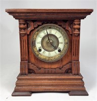 Walnut Case Bracket Clock, brass Ansonia works