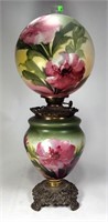 Brass base "Gone with the Wind" Lamp, pink peony