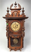Walnut Ansonia Wall Clock - Gothic case has