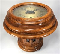 Round Oak Clock/coffee table, brass works