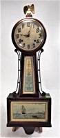 New Haven Banjo Clock, key wind, 6"diameter works,
