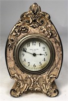 Iron New Haven Clock - Art Nouveau case, silver