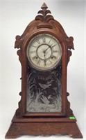 Walnut Shelf Clock, chrome & painted dial,