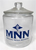 Round MNN Medical Jar, glass top, 7" dia.