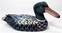 Kenneth Peffer Carved Duck Decoy, 10.5"L x 5"T