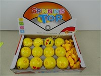 Display of 12 Emoji Spinning Tops