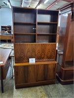 wooden bookcase with drop front