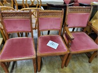 set of three chairs rose colored fabric