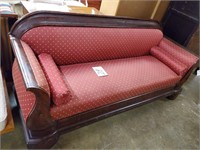 Empire sofa with red fabric and two bolsters