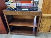 open side cabinet with black glass top FOUNDERS