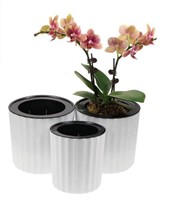 MUZHI Orchid Pot with Net and Holes, Round Self