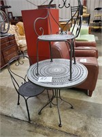 metal table and two chairs