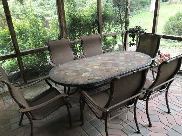 Elbertex Outdoor Patio Table And 6 Chairs John M Hess Auction Service - Elbertex By Glen Raven Patio Chairs