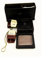 Lot #3008 - Antique camera in leather case