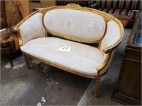 settee with gold painted or gilded frame