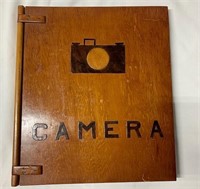 Vintage Wood Camera Picture/ Scrap Book W Photos