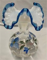 Clear Hand Painted Fenton Vase Signed By Painter