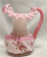 Fenton Pink Hand Painted Signed Pitcher