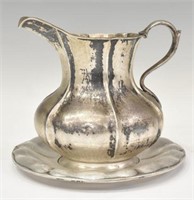 (2) ITALIAN HAMMERED .800 SILVER PITCHER & PLATE
