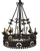 GOTHIC REVIVAL WROUGHT IRON 8-LIGHT CHANDELIER