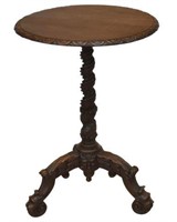 FRENCH CARVED WALNUT PEDESTAL TABLE