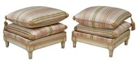 (2) FRENCH LOUIS XVI STYLE FOOTSTOOLS & PILLOWS