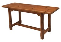 RUSTIC SPANISH WOOD WORK TABLE ON STRETCHER BASE