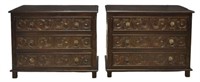 (2) SPANISH BAROQUE STYLE FOLIATE 3-DRAWER CHESTS