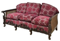 SPANISH BAROQUE STYLE CARVED CANED LOW SOFA