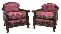 (2) SPANISH BAROQUE STYLE DOUBLE CANED ARMCHAIRS