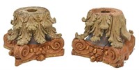 (2) CARVED & POLYCHROMED WOOD CAPITALS, 18TH C.
