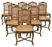 (10) FRENCH LOUIS XV STYLE CANE DINING CHAIRS