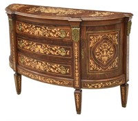 SPANISH FLORAL MARQUETRY DEMILUNE SIDEBOARD