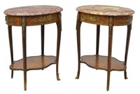 (2) FRENCH LOUIS XV STYLE MARBLE-TOP TABLES