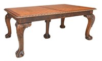 CHIPPENDALE STYLE OAK EXTENSION DINING TABLE