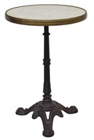 FRENCH PARISIAN MARBLE-TOP CAST IRON BISTRO TABLE