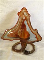 Vintage Blown Orange Swirl Glass Vase