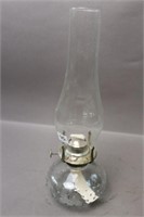 GLASS OIL LAMP WITH CHIMNEY - 15"H