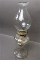 GLASS OIL LAMP WITH CHIMNEY - 18"H