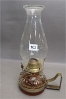 GLASS BRACKET OIL LAMP WITH CHIMNEY - 12"H