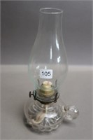 GLASS FINGER OIL LAMP WITH CHIMNEY - 11"H