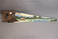 HAND PAINTED HAND SAW - 29"L
