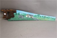 HAND PAINTED HAND SAW - 29"L