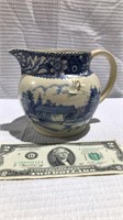 Wood & Sons blue and white pitcher