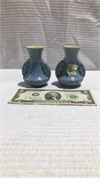 Pair blue candle stick holders