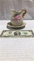 Lefton China pitcher and plate  - Hand painted