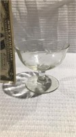 Set of 8 small etched sherbet glasses