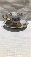 3 Hand painted teacups and saucers